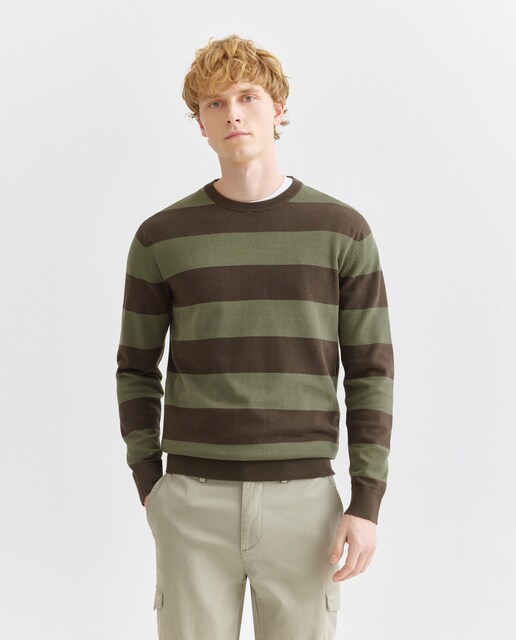 Imagen 0 de Jersey de hombre cuello caja rayas algodón 100%