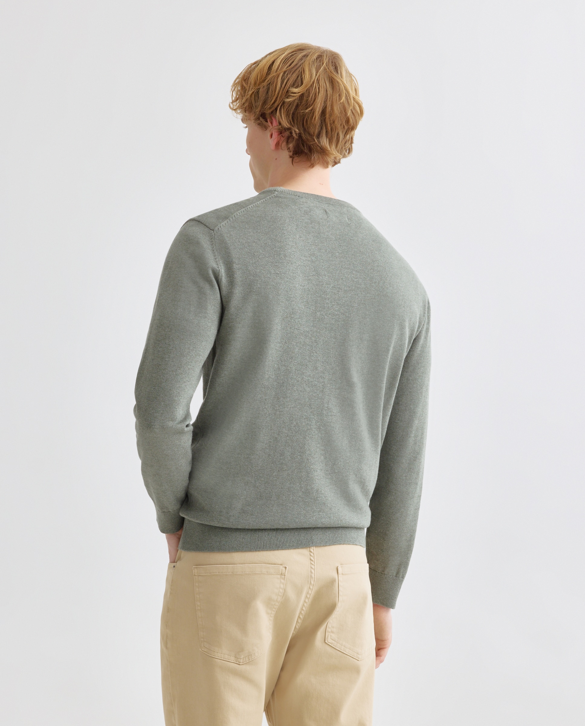 Jersey de hombre cuello caja liso algodón 100% Verde-3