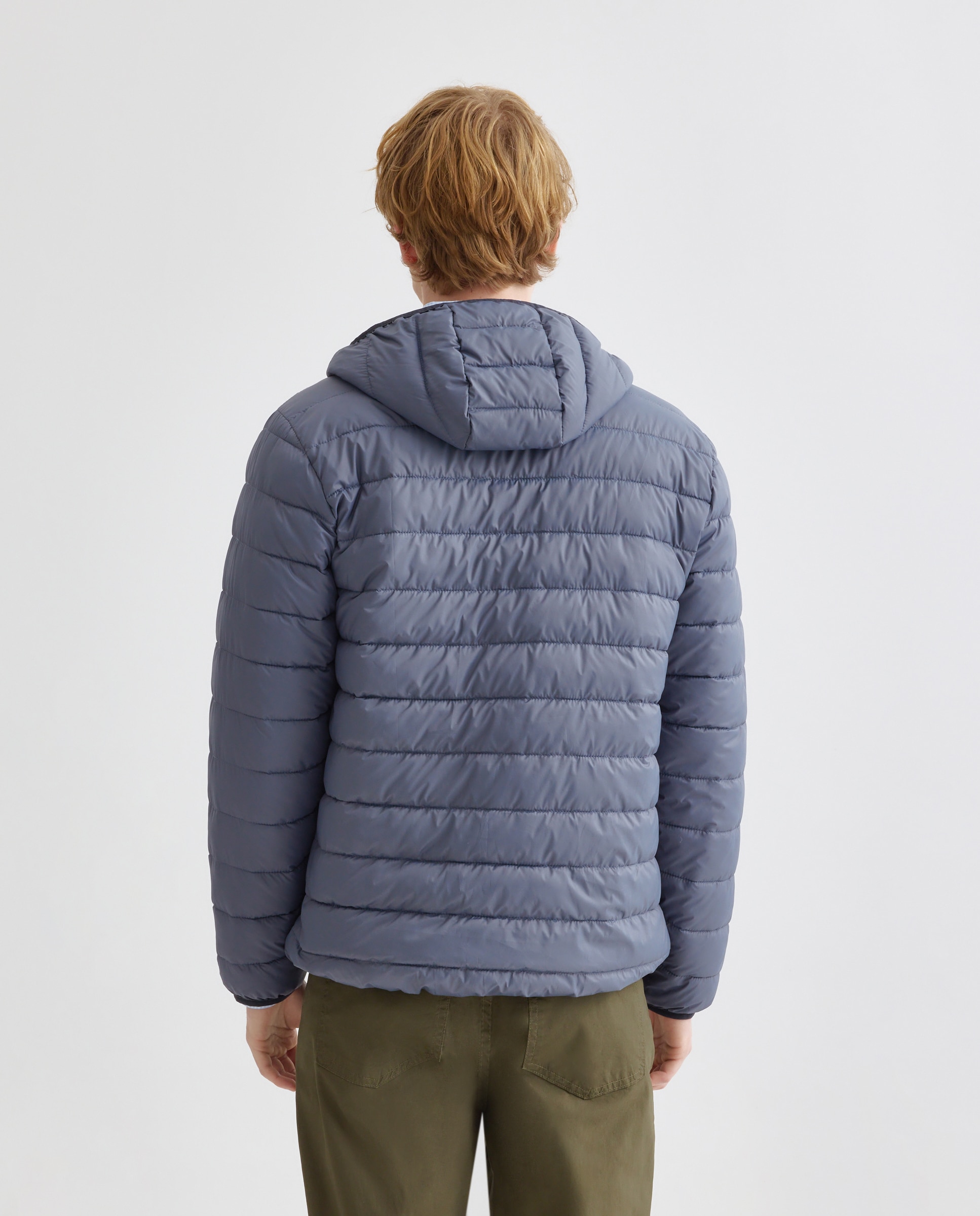 Chaqueta hombre ultraligera capucha con relleno reciclado 400 Azul-3
