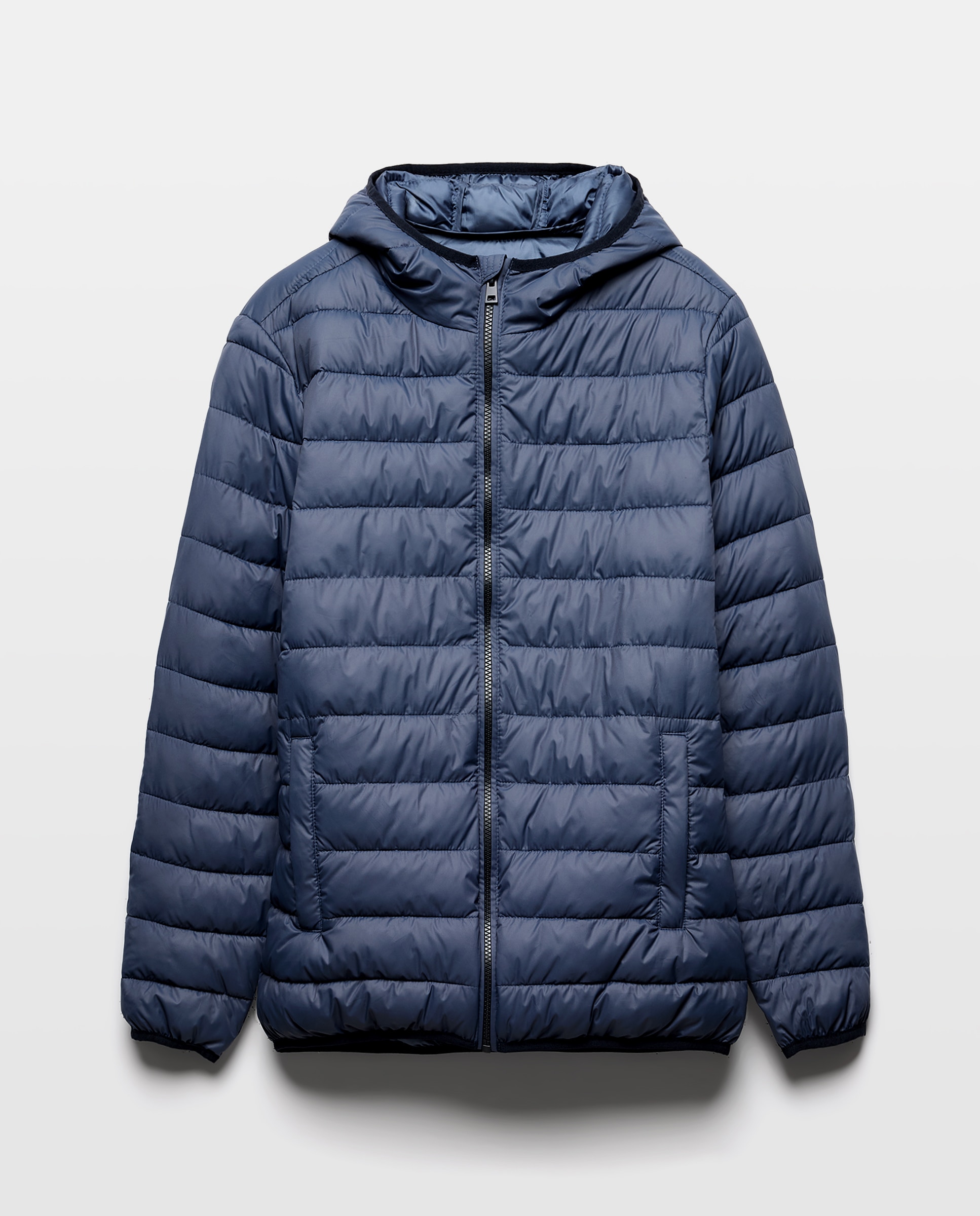 Chaqueta hombre ultraligera capucha con relleno reciclado 400 Azul-4