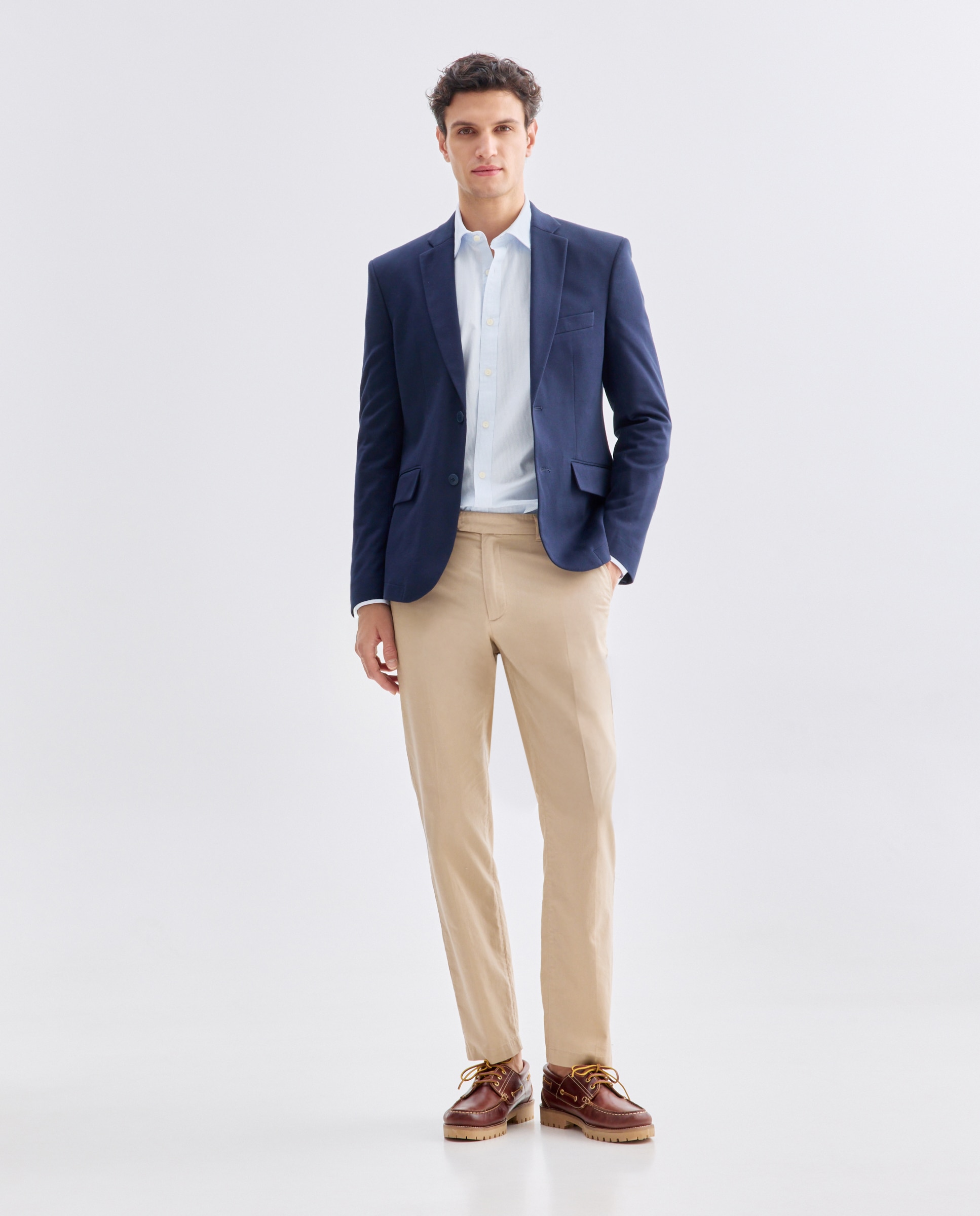 Chaqueta de hombre de punto piqué lisa Azul marino-2