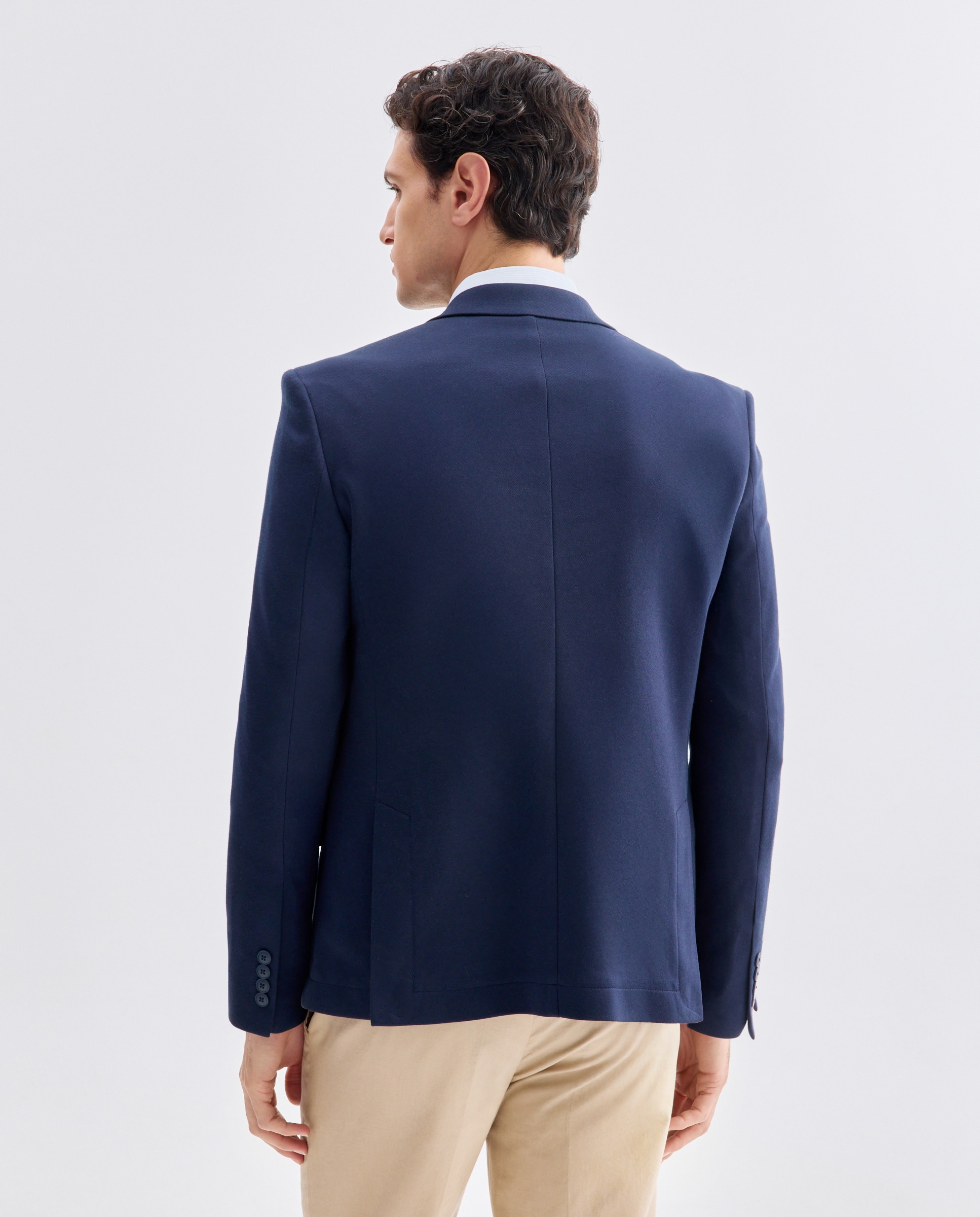 Chaqueta de hombre de punto piqué lisa Azul marino-3