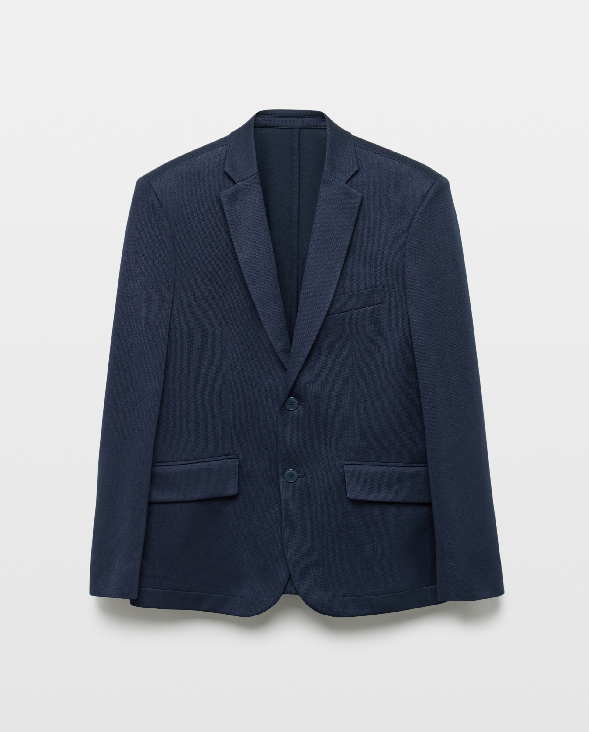 Chaqueta de hombre de punto piqué lisa Azul marino-4