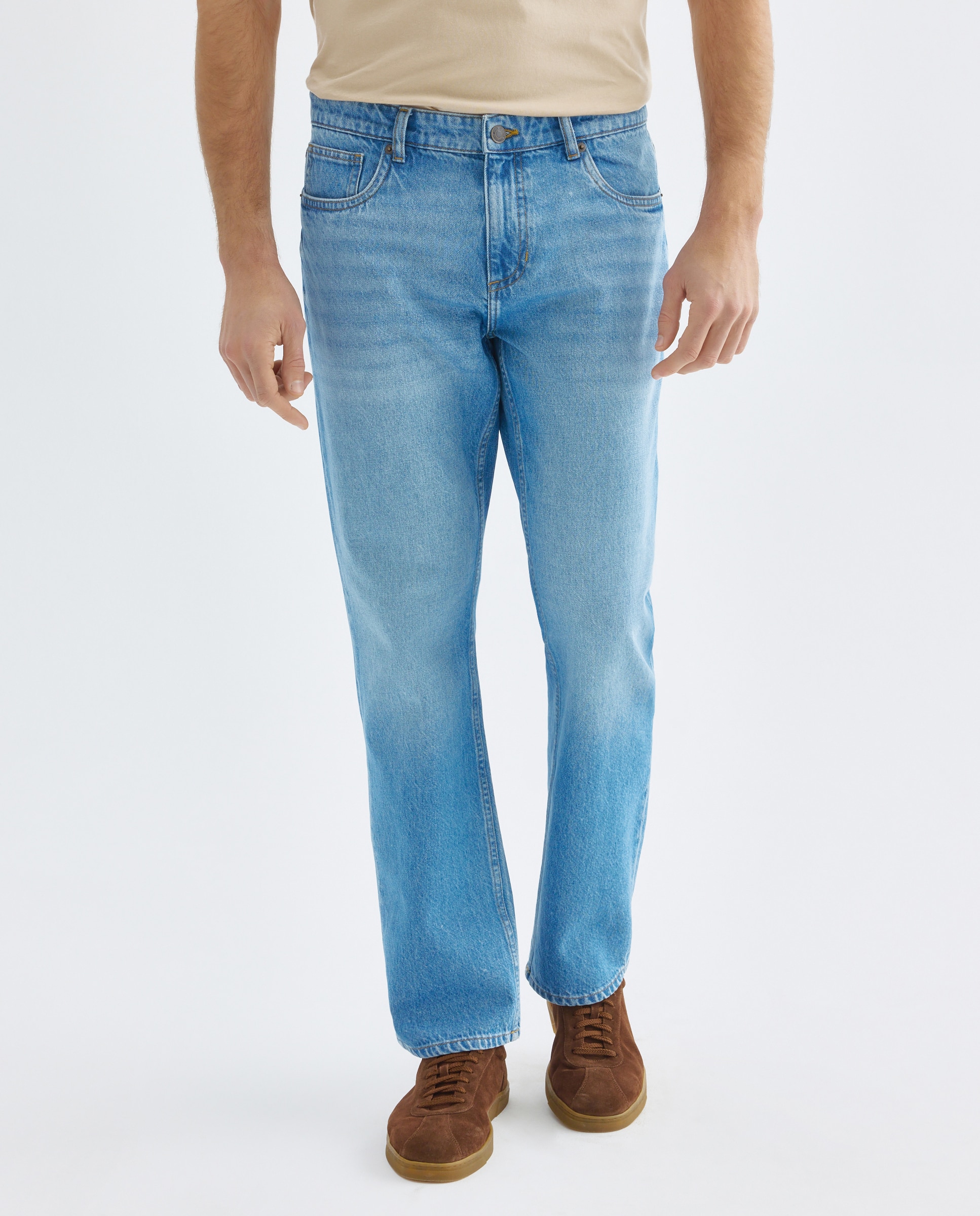 Pantalón vaquero hombre regular fit 100% algodón Azul pálido-2
