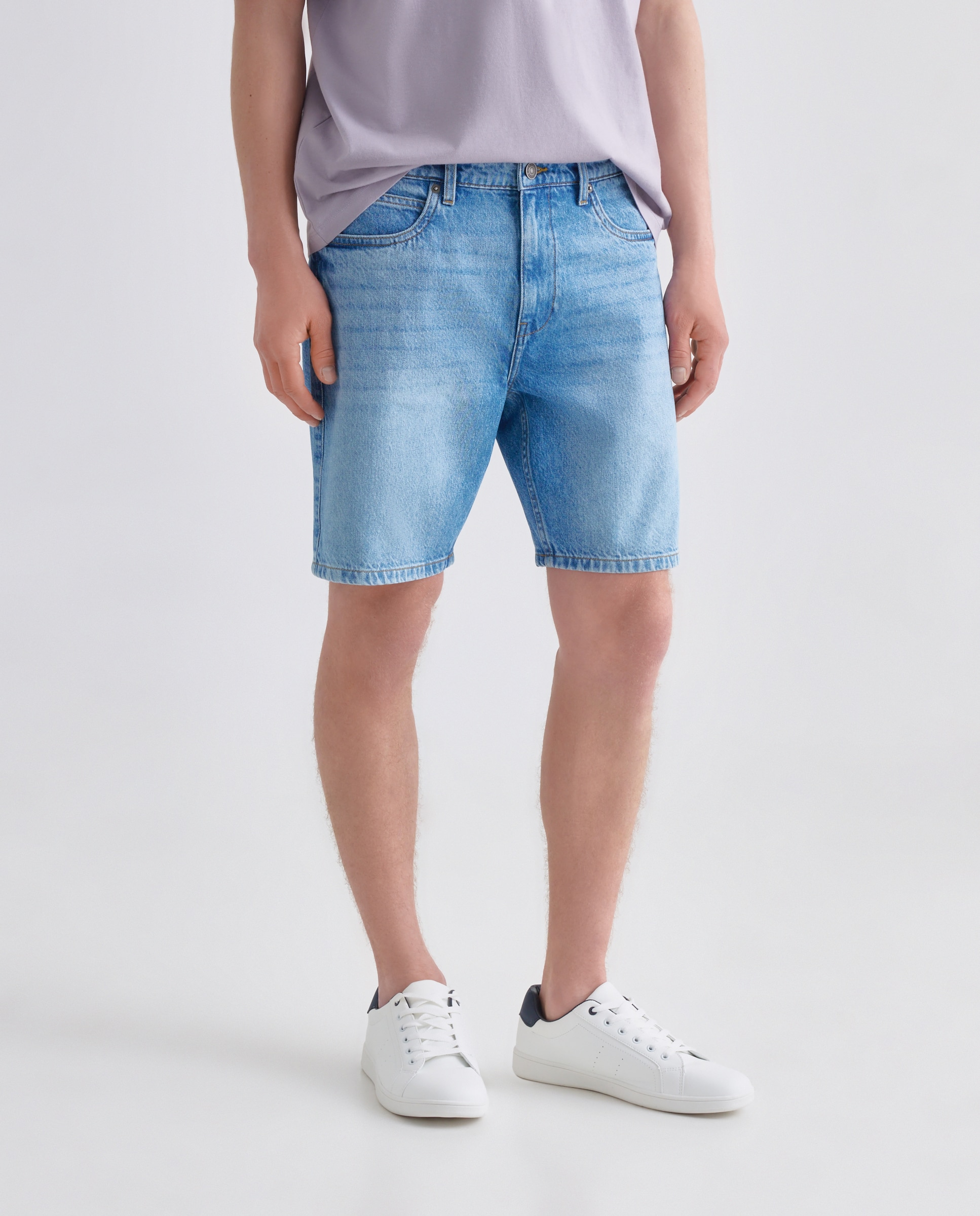 Bermuda hombre denim regular fit Azul pálido-2