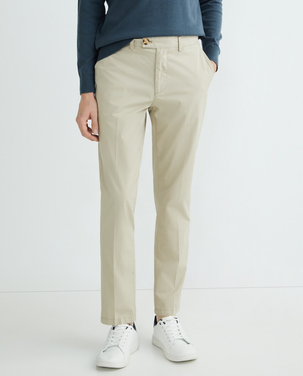 Pantalón de hombre chino básico Marrón claro-2