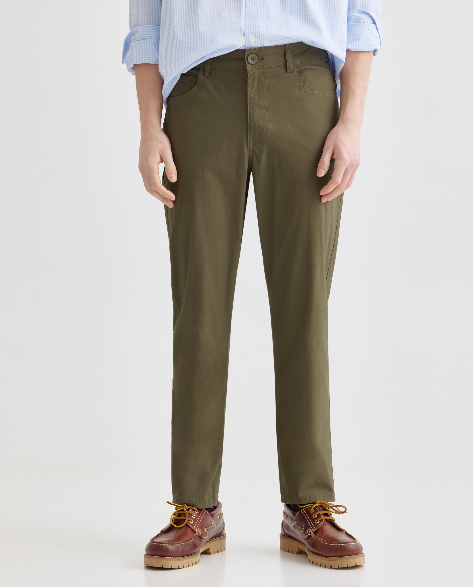 Pantalón hombre cinco bolsillos lavado regular fit 530 Verde oscuro-2