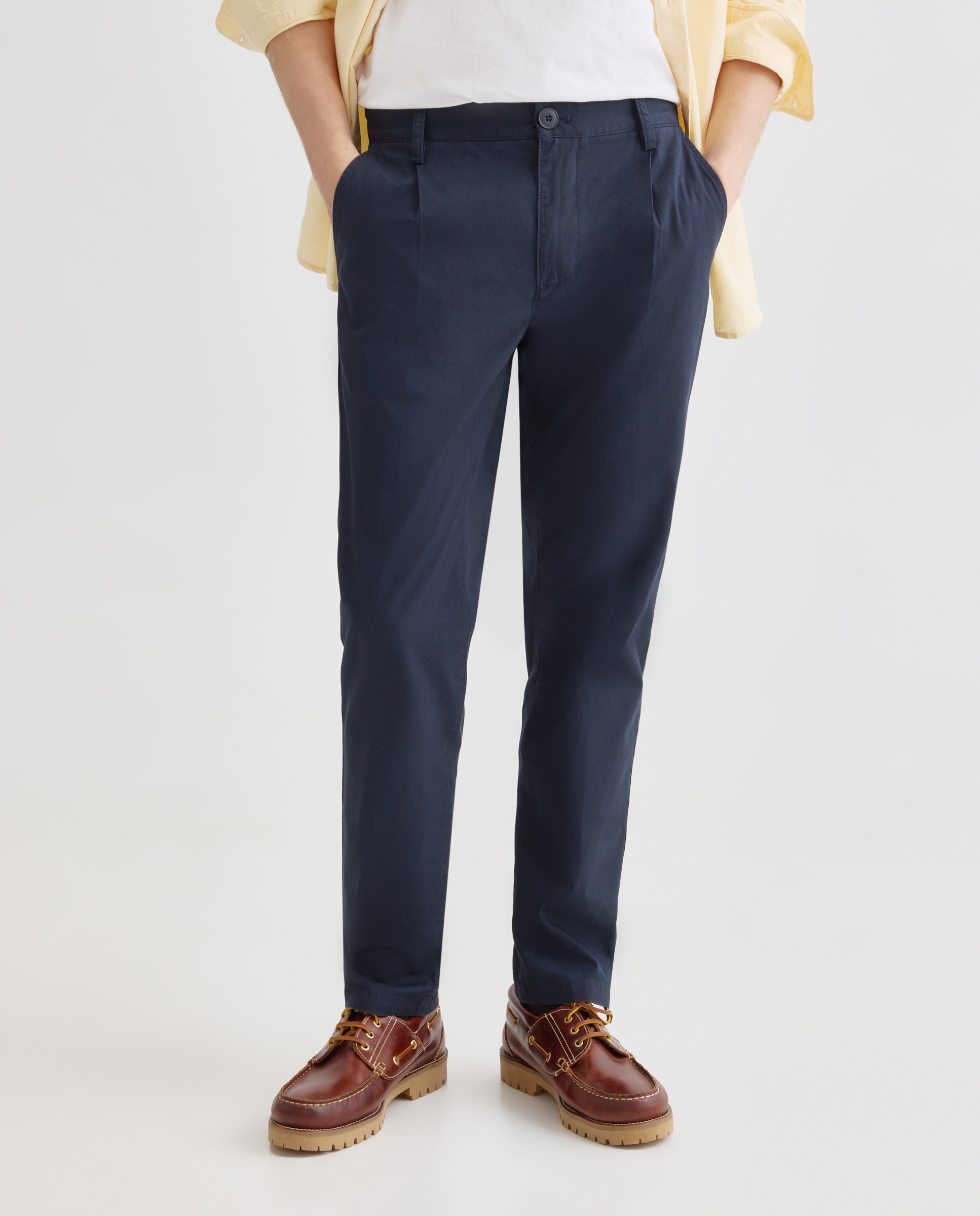 Pantalón hombre chino con pinzas 471 Índigo-2