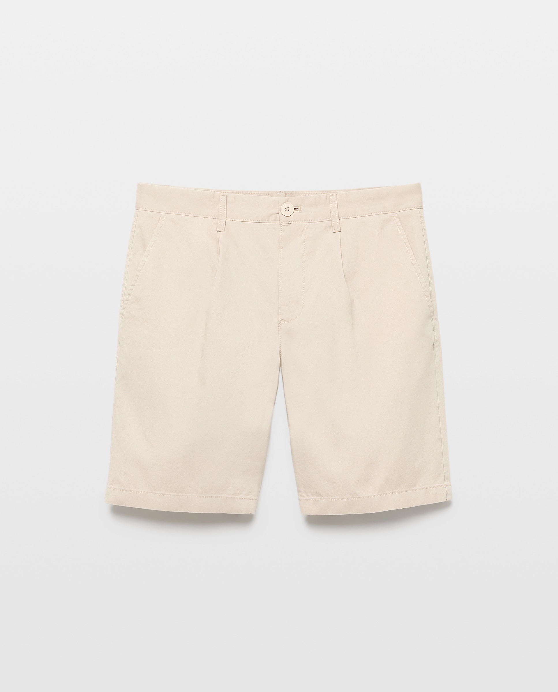 Bermuda hombre chino con pinzas Visón claro-4