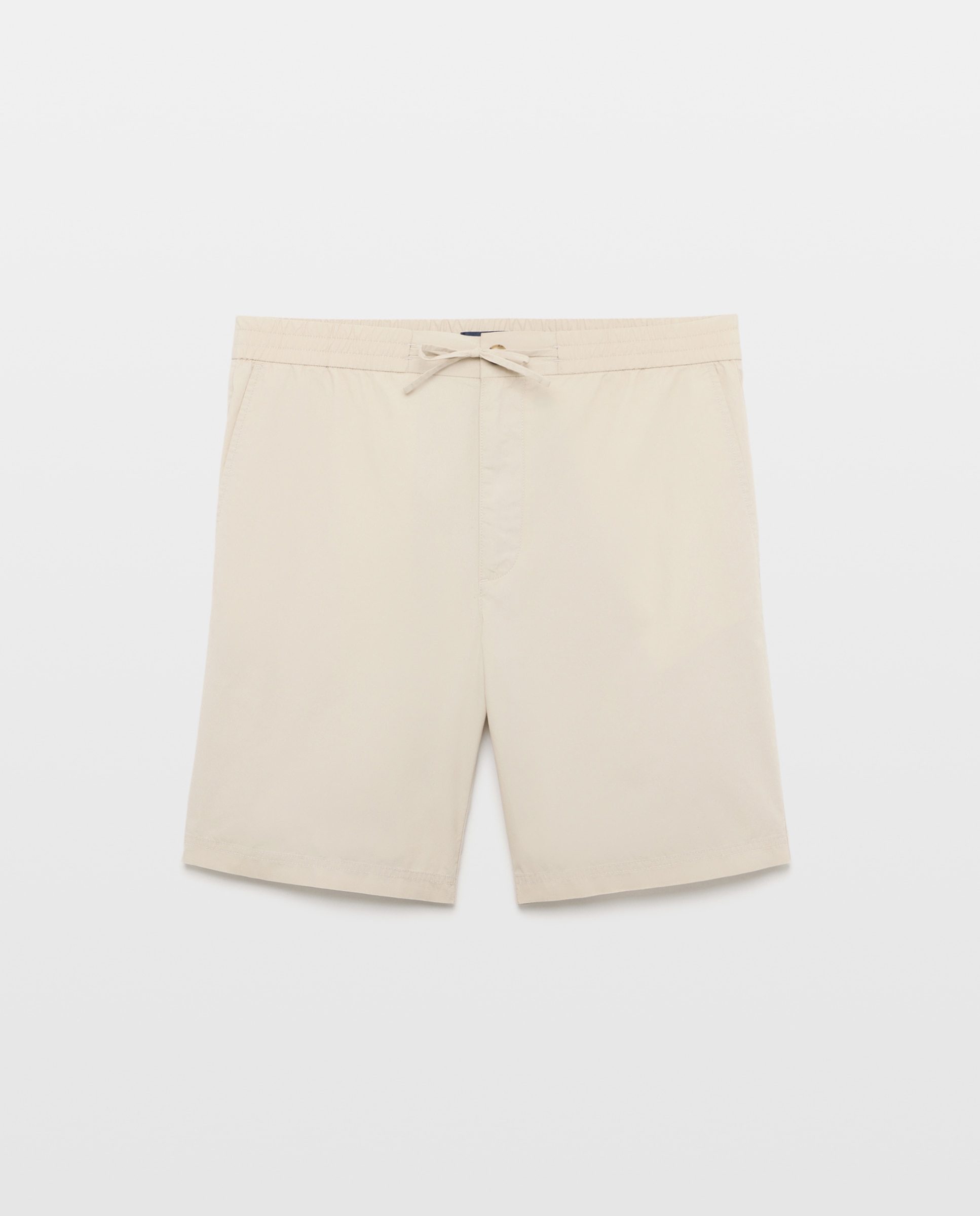 Bermuda hombre chino con goma popelin Visón claro-4
