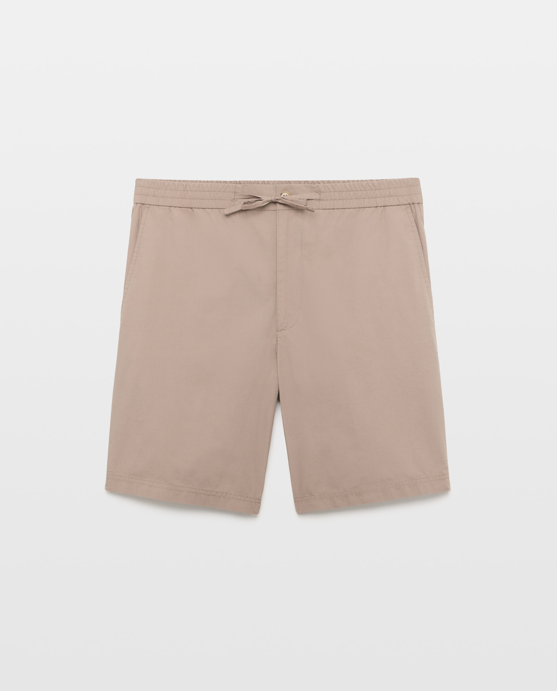 Bermuda hombre chino con goma popelin Marrón-4