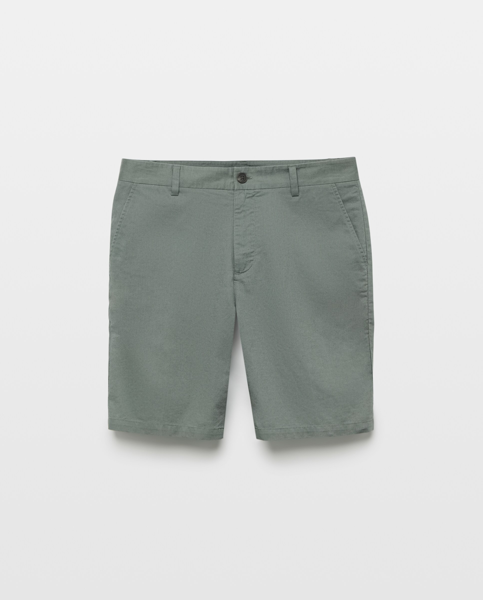 Bermuda hombre chino con lino Verde-4
