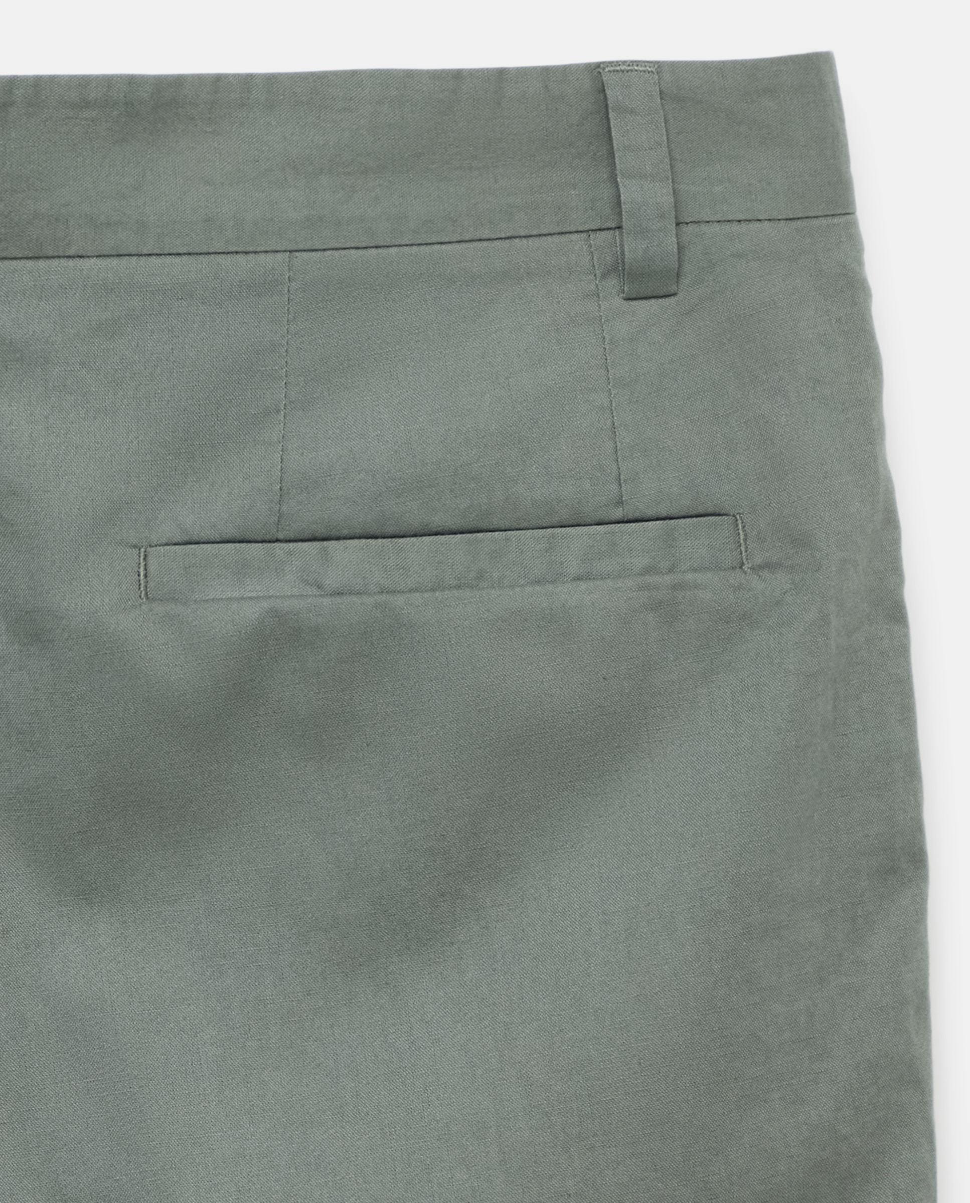 Bermuda hombre chino con lino Verde-5