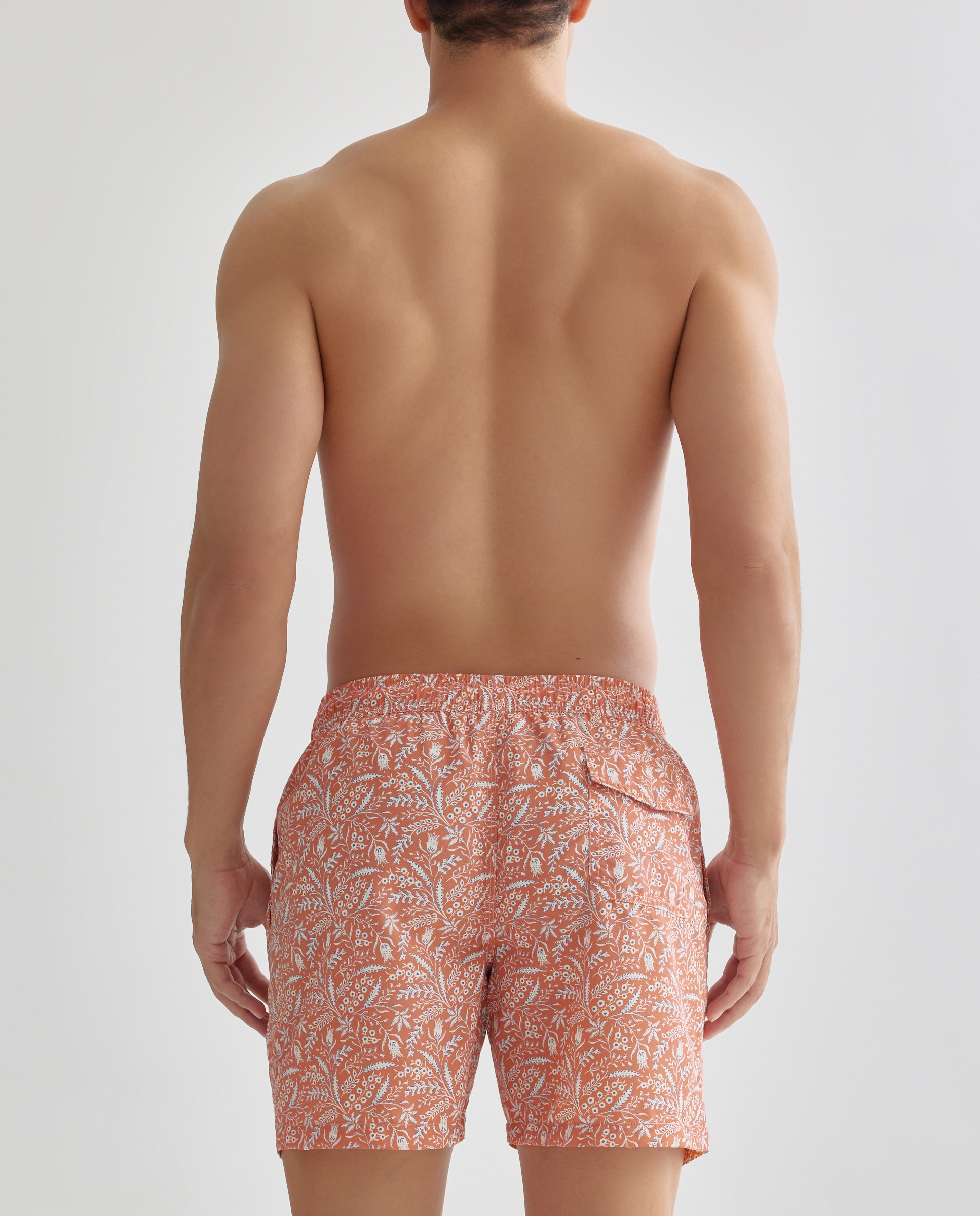 Bañador estampado ramitas Naranja quemado-2