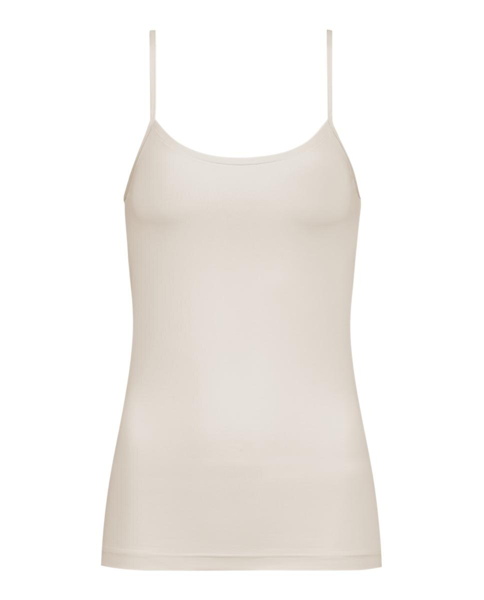 T-shirt de Alças Finas em Algodão Orgânico sem Costuras Natural-4