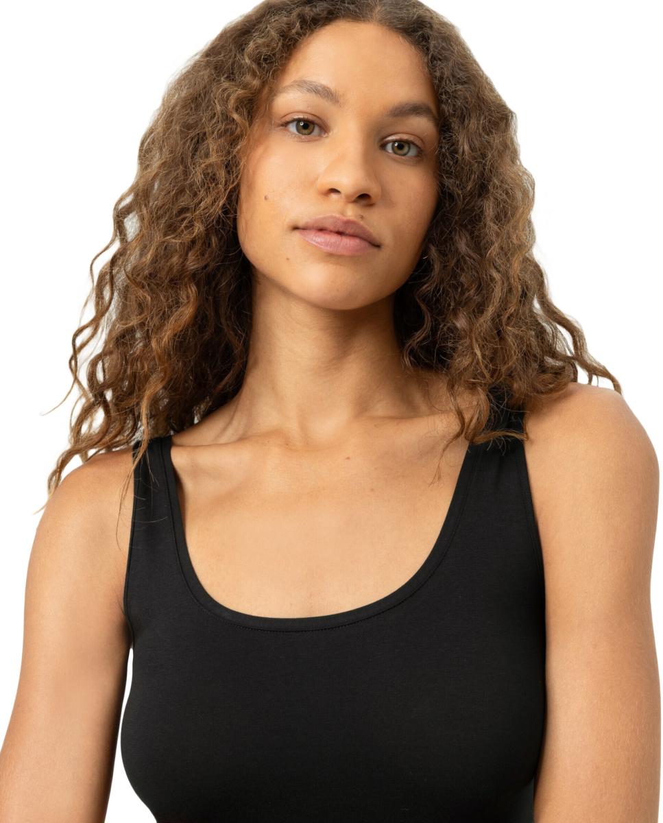 T-shirt de Alças Largas em Algodão Orgânico sem Costuras Preto-3