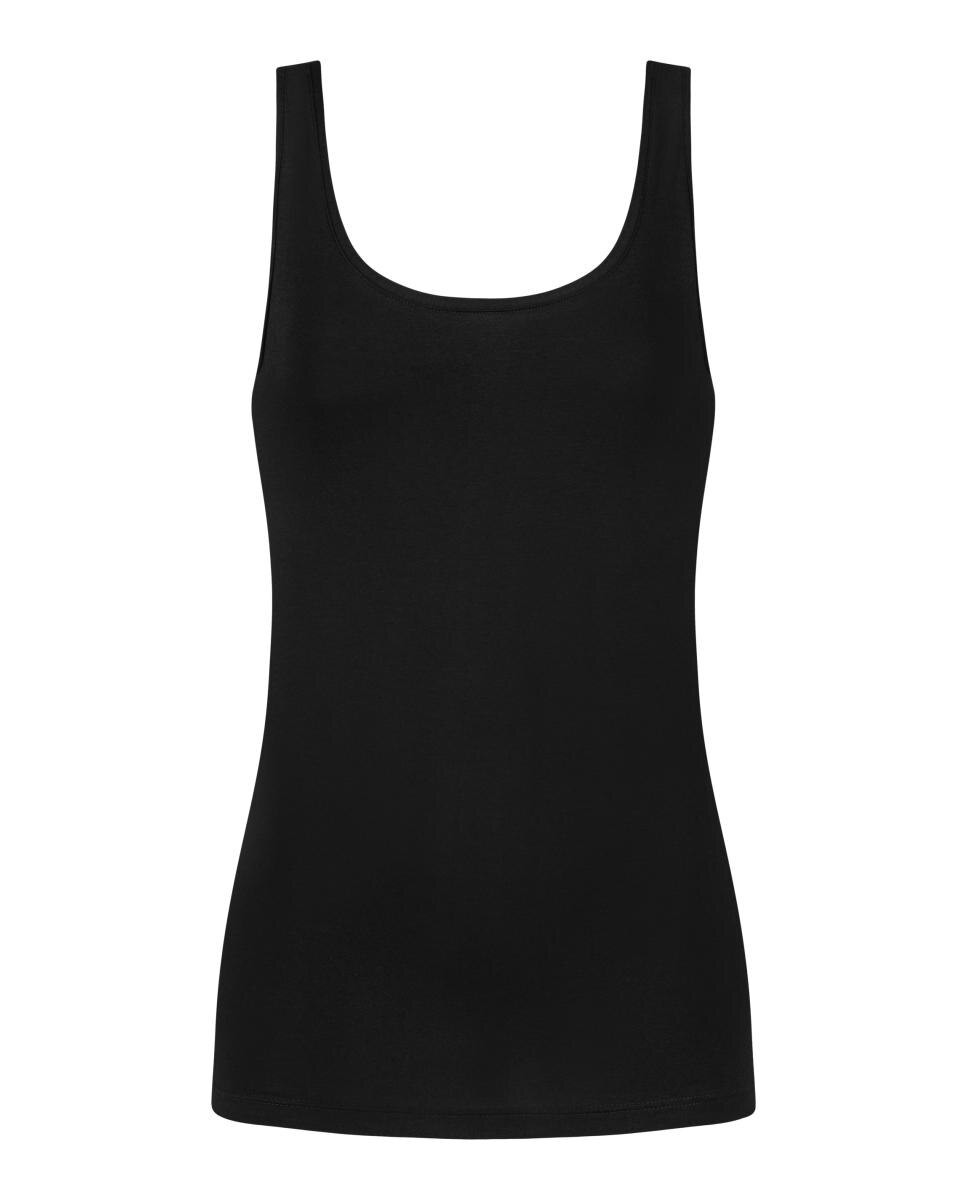 T-shirt de Alças Largas em Algodão Orgânico sem Costuras Preto-4