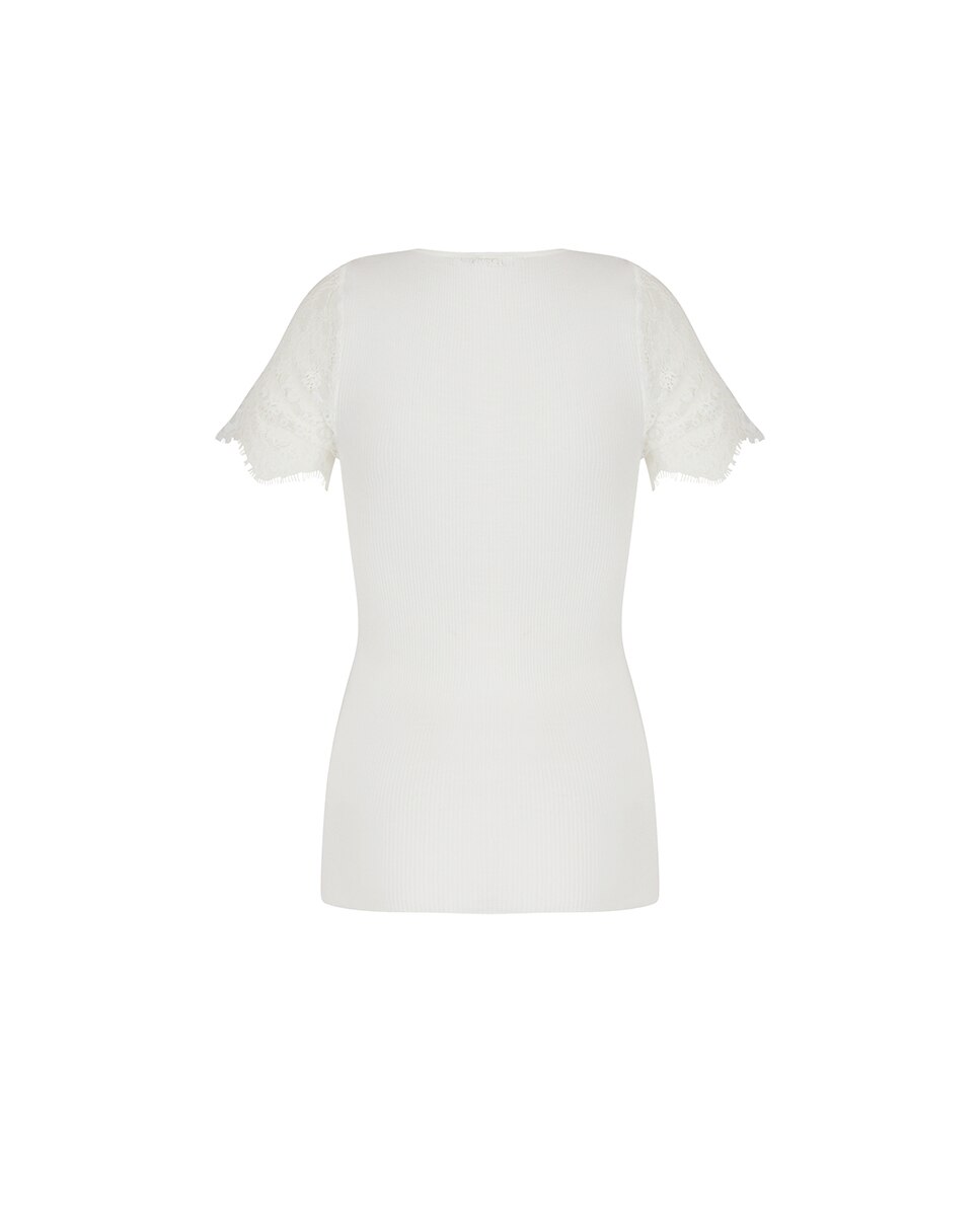 T-shirt de Lã e Seda Cru-6