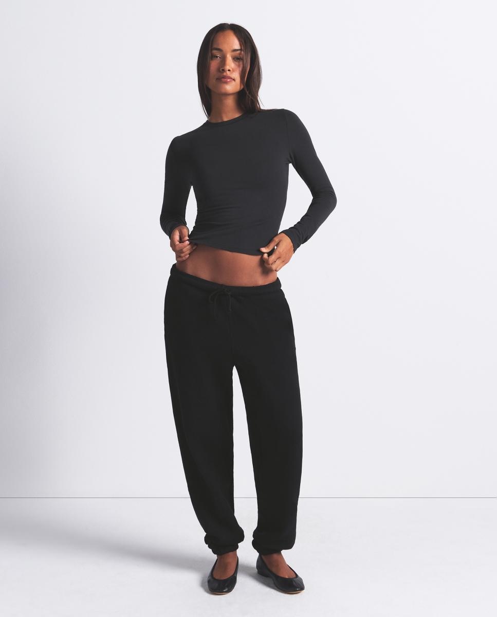 Camisola de algodão de manga curta, suave e respirável, ideal para criar looks confortáveis e versáteis para mulher Preto-6