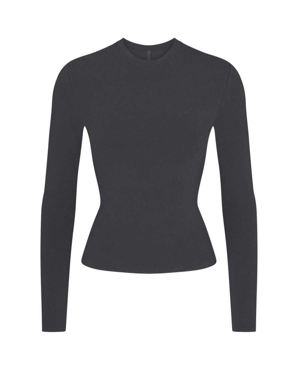 Camisola de algodão de manga curta, suave e respirável, ideal para criar looks confortáveis e versáteis para mulher Preto-5