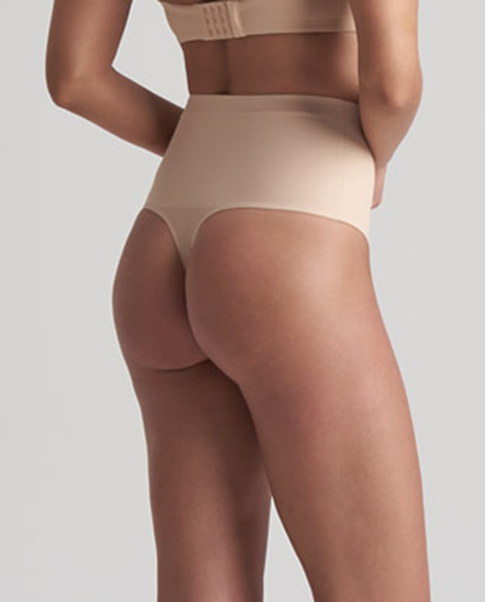 Tanga Adelgaçante de Controlo Super Firme de Abdómen com Cintura Média Bege-3