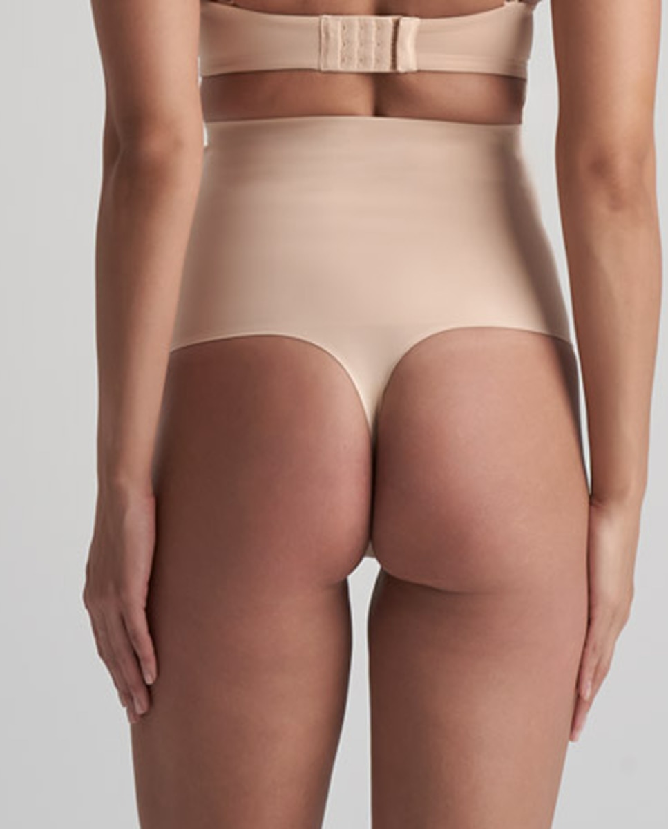 Tanga Adelgaçante de Controlo Super Firme de Abdómen e Torso de Cintura Subida Bege-2