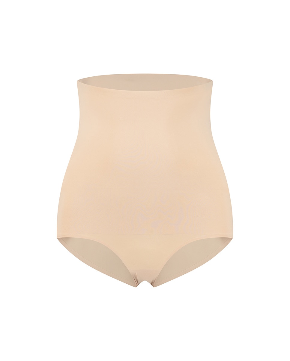 Cueca Adelgaçante de Controlo Super Firme de Abdómen e Tronco com Cintura Subida Bege-4