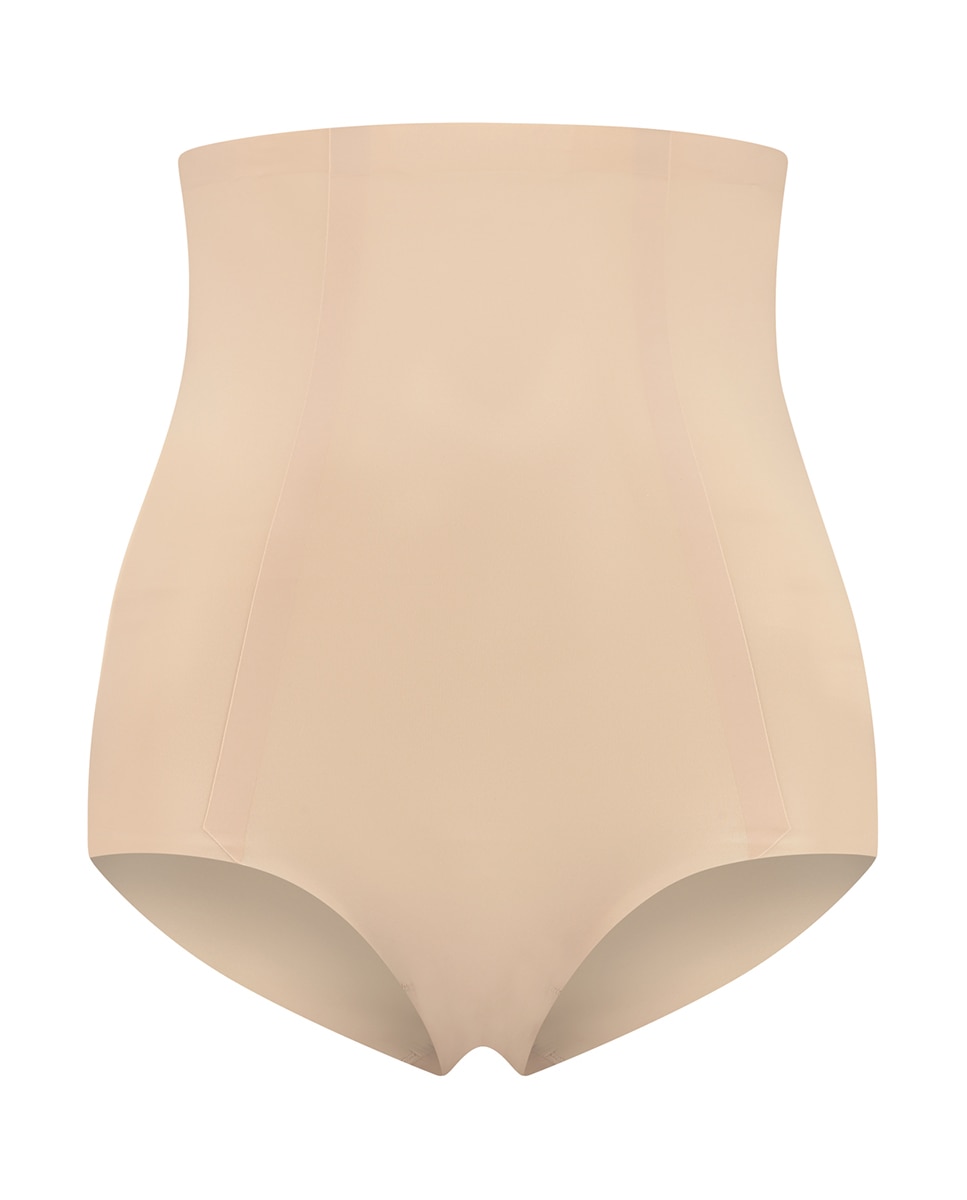 Cueca Adelgaçante de Controlo Médio com Cintura Subida Bege-3