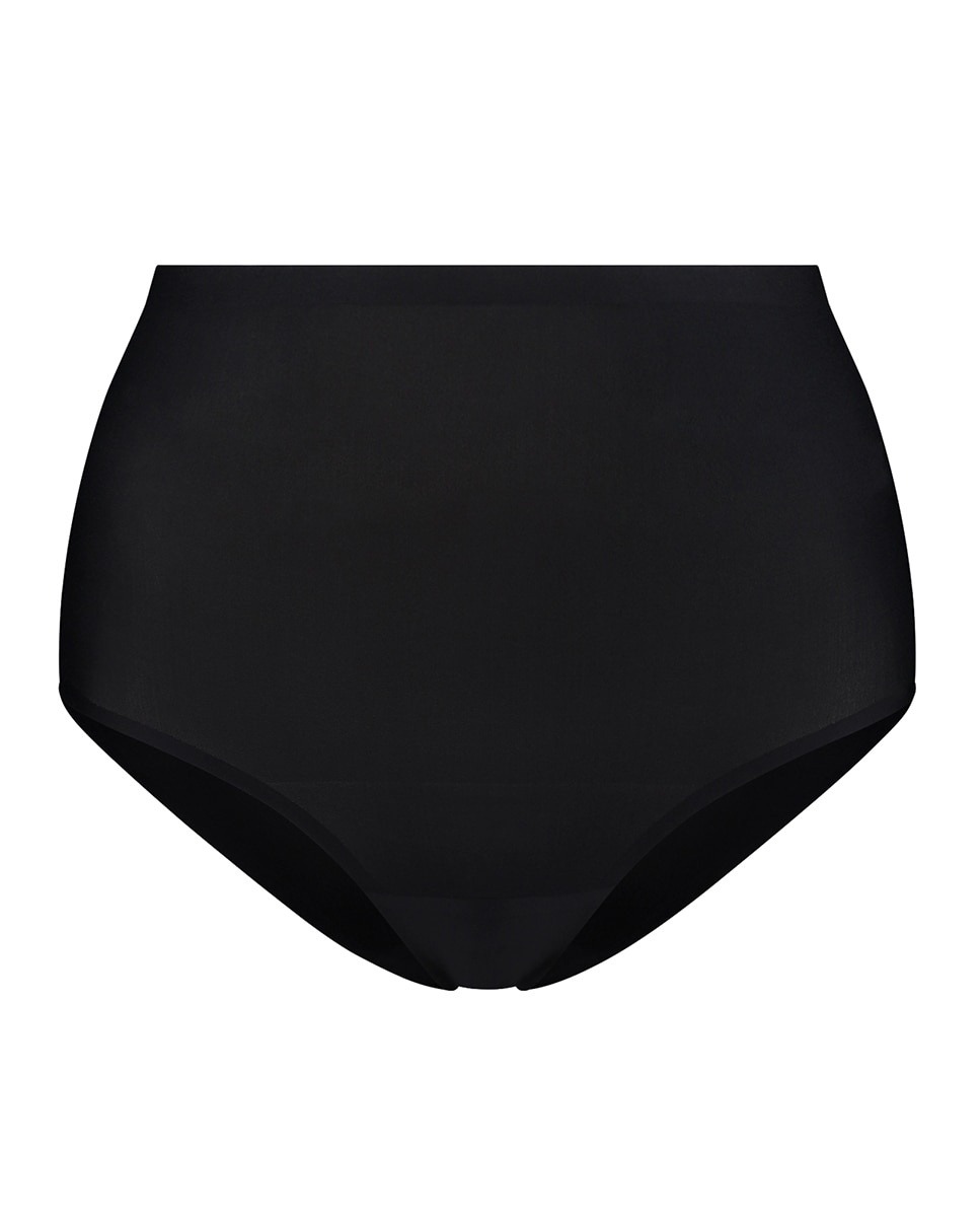 Cueca Adelgaçante Elástica de Controlo Ligeiro com Cintura Subida Preto-4