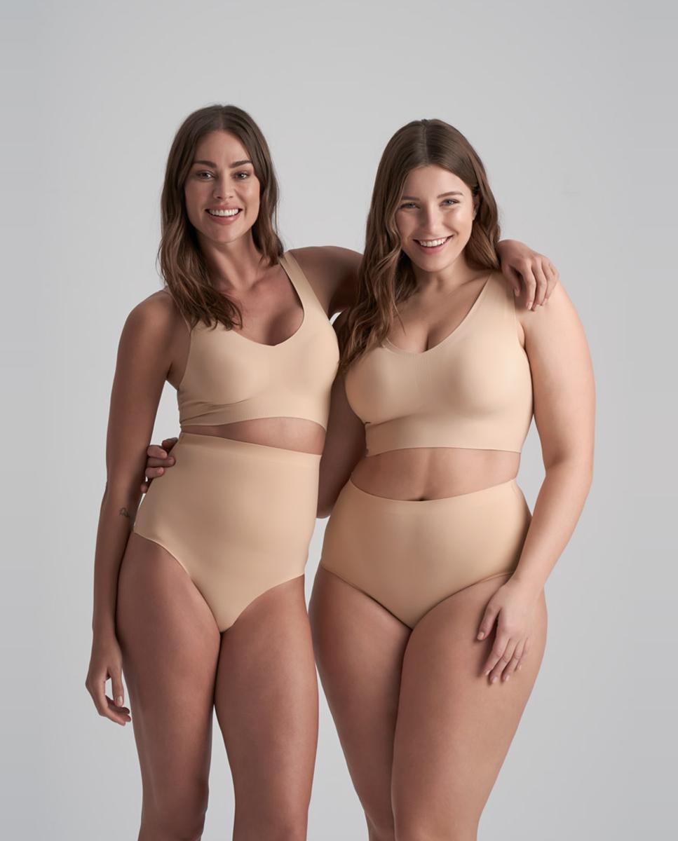 Cueca Adelgaçante de Cintura Média de Controlo Ligeiro Suaves e Invisíveis Bege-7