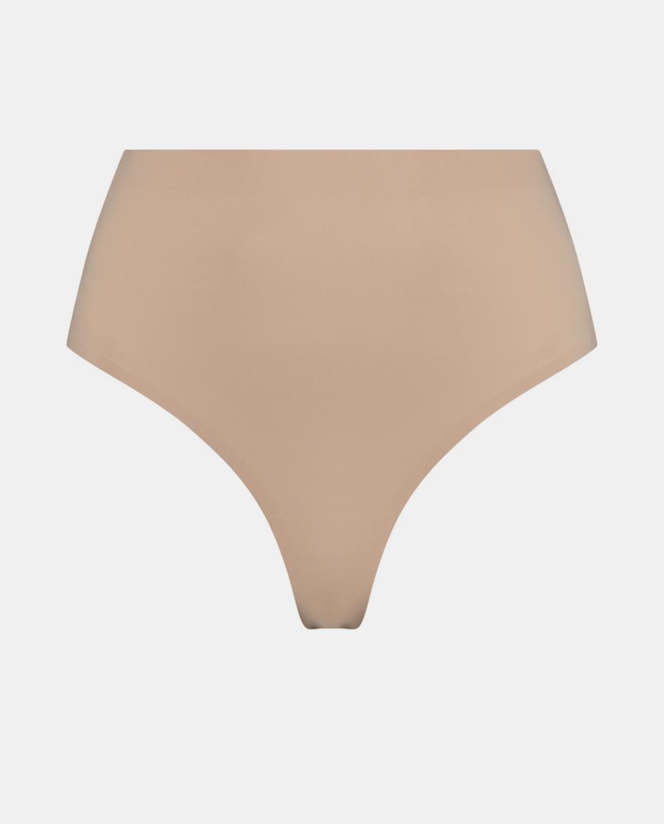 Tanga Adelgaçante de Cintura Média de Controlo Ligeiro e Tecido Suave e Invisíveis Bege-3