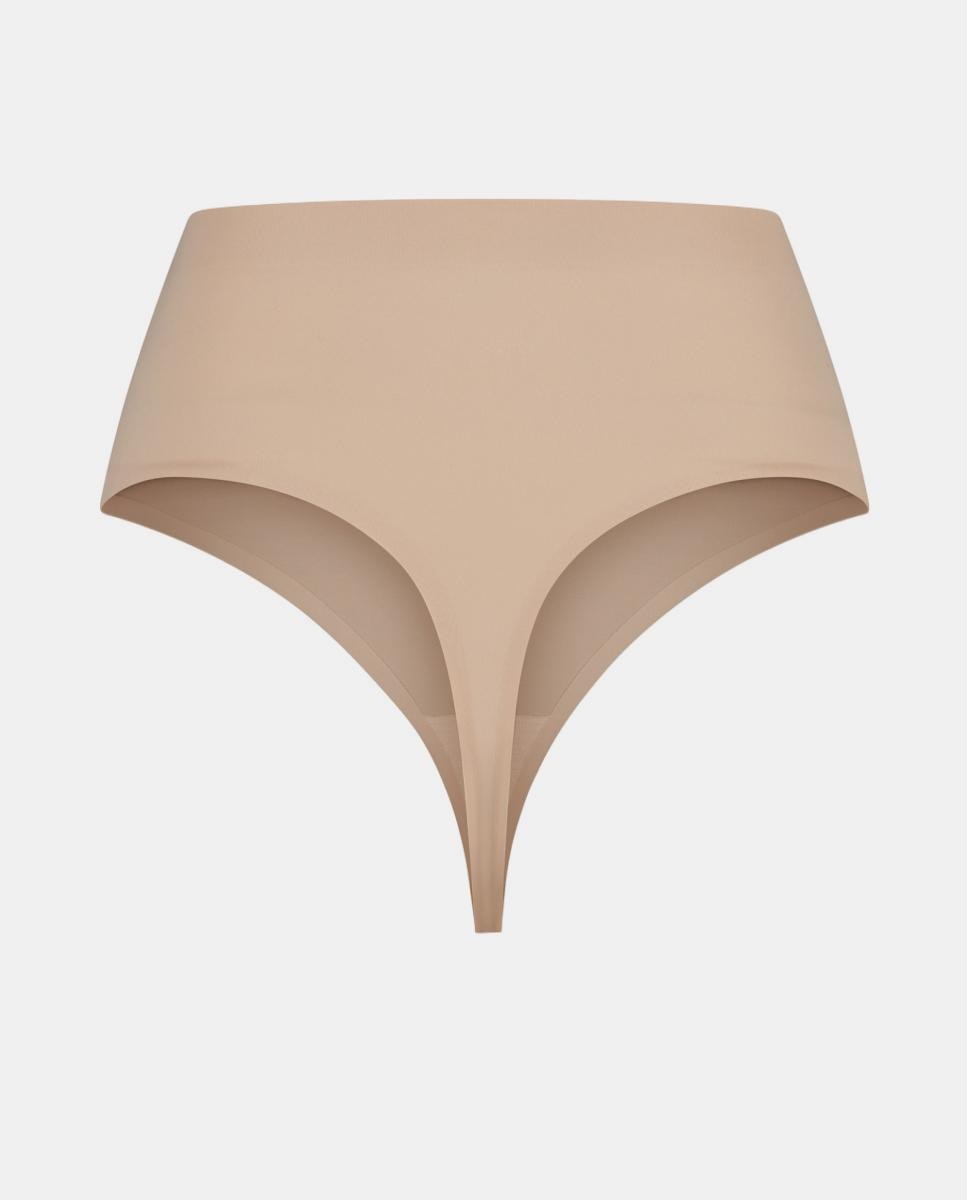 Tanga Adelgaçante de Cintura Média de Controlo Ligeiro e Tecido Suave e Invisíveis Bege-4
