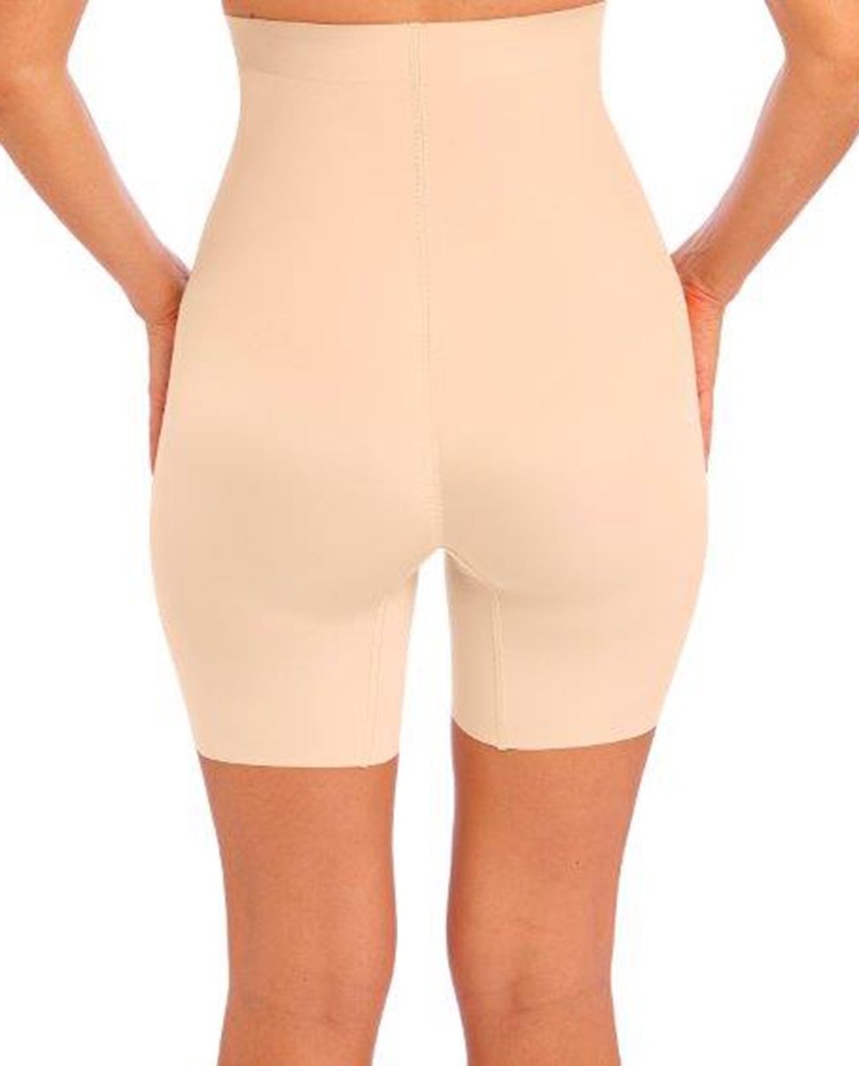 Bermudas Adelgaçantes de Cintura Subida Bege-2