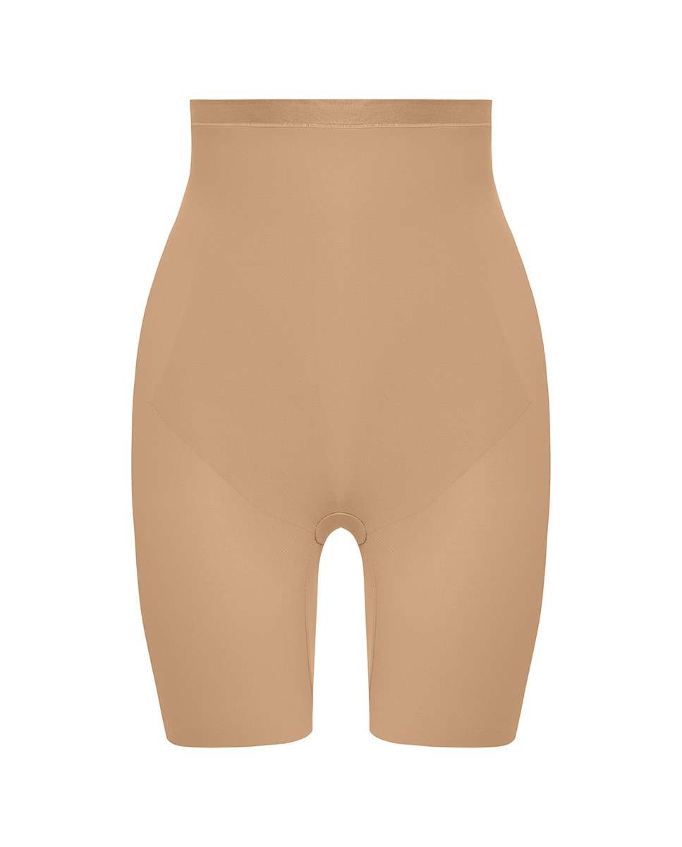 Bermudas Adelgaçantes de Cintura Subida Bege-4