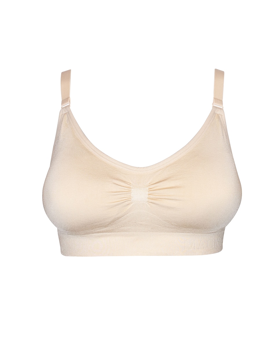 Soutien tipo top Seamless & Comfy com alças finas com EVA foam Marfim-3