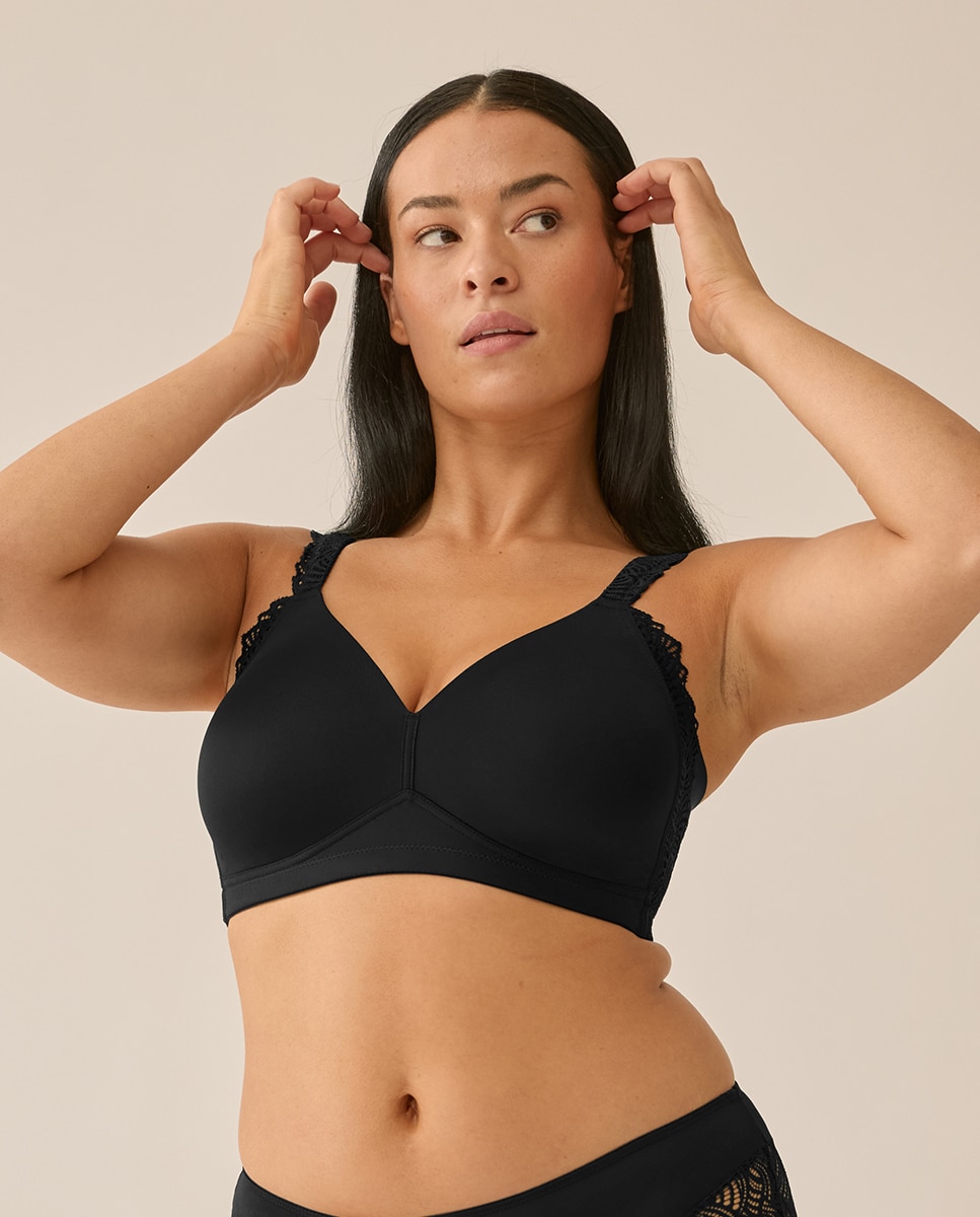 Sujetador Sin Aro Copa Preformada Tirantes Anchos - Naturana - Negro Negro-1
