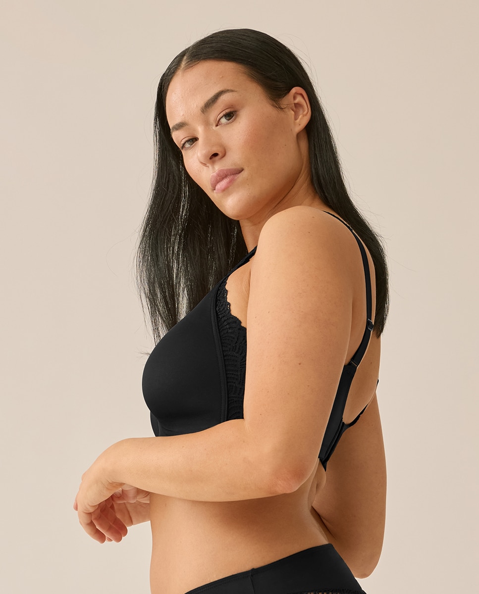Sujetador Sin Aro Copa Preformada Tirantes Anchos - Naturana - Negro Negro-4