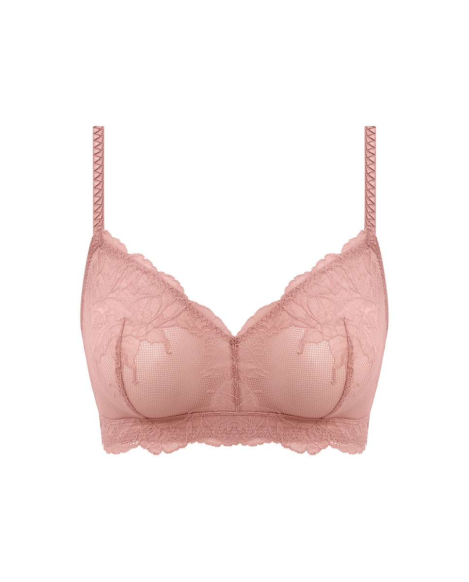 Bralette sem Aros com Renda Floral e Elástico Rosa-3