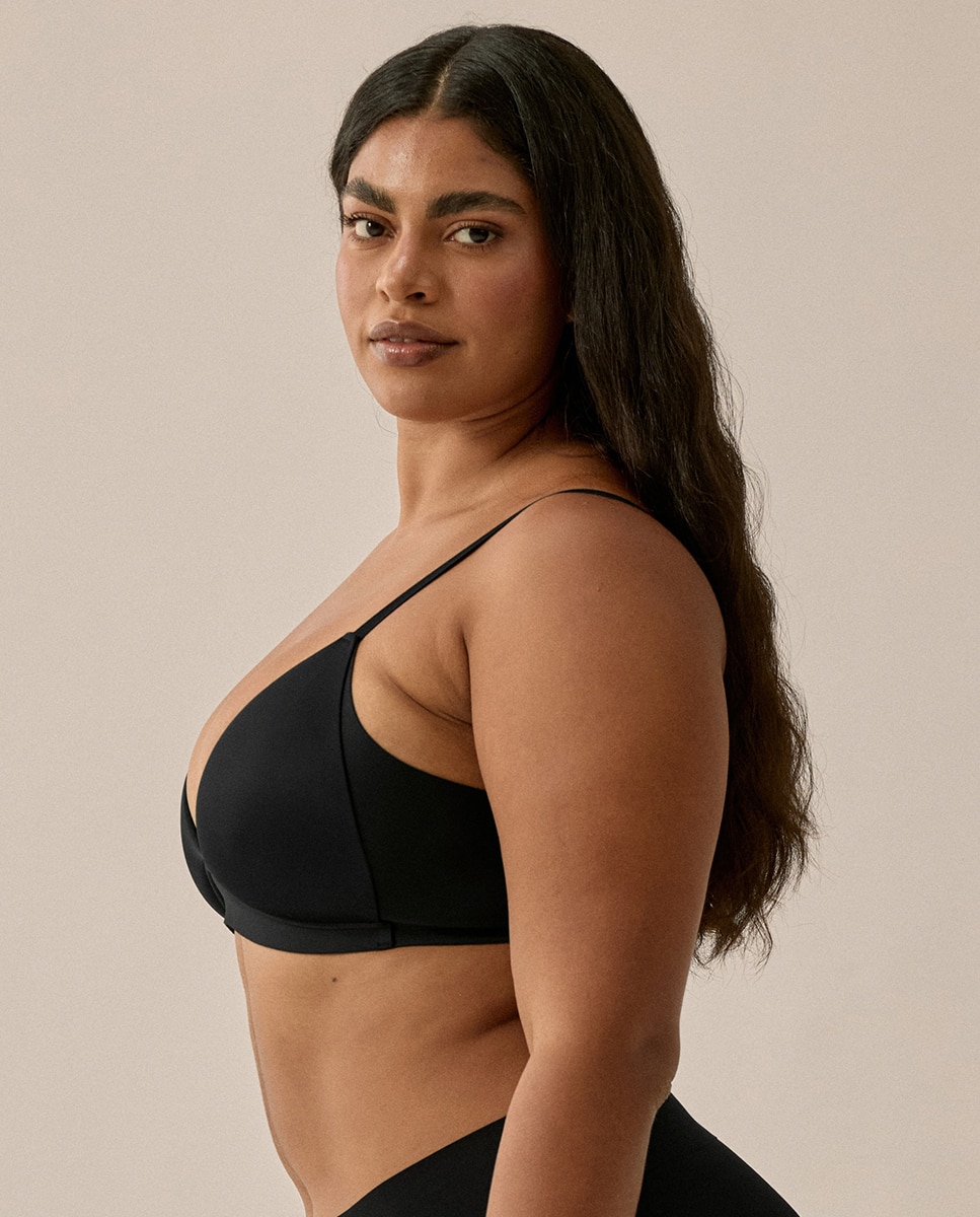 Sujetador sin aro escote profundo - Naturana - Negro Negro-3