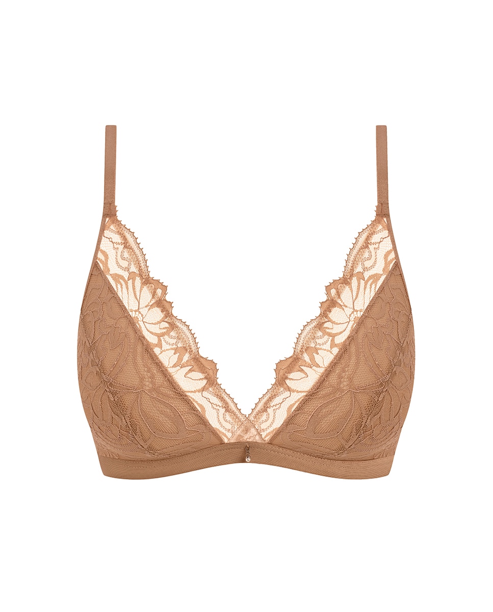 Soutien de Aro com Renda Floral Plana Bege-4