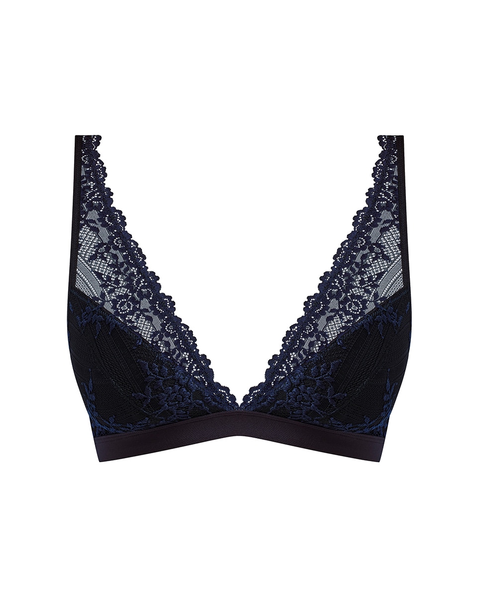 Bralette sem Aros e com Renda Bicolor Azul-5