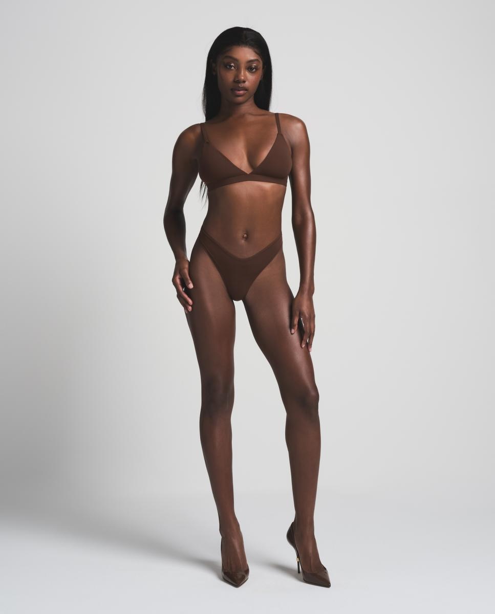 Imagen 4 de Bralette sin aros de diseño triangular de mujer - Skims - Marrón Marrón