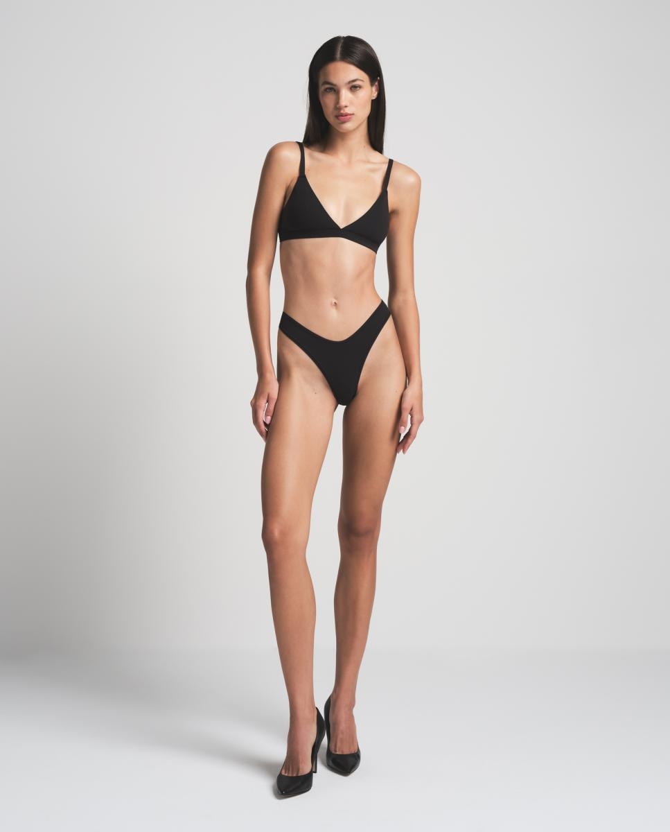 Imagen 4 de Bralette sin aros de diseño triangular de mujer - Skims - Negro Negro