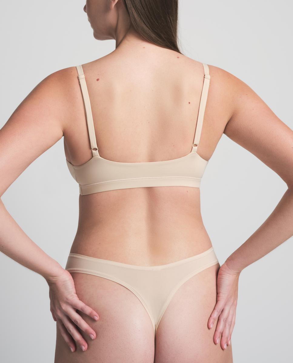 Bralette sem Aros e Design Triangular Bege-2