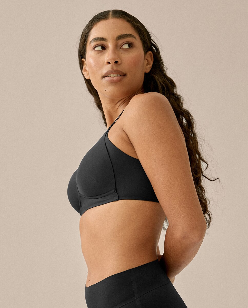 Sujetador Copa Preformada Sin Aro Laterales Altos Y Anchos - Naturana - Negro Negro-4