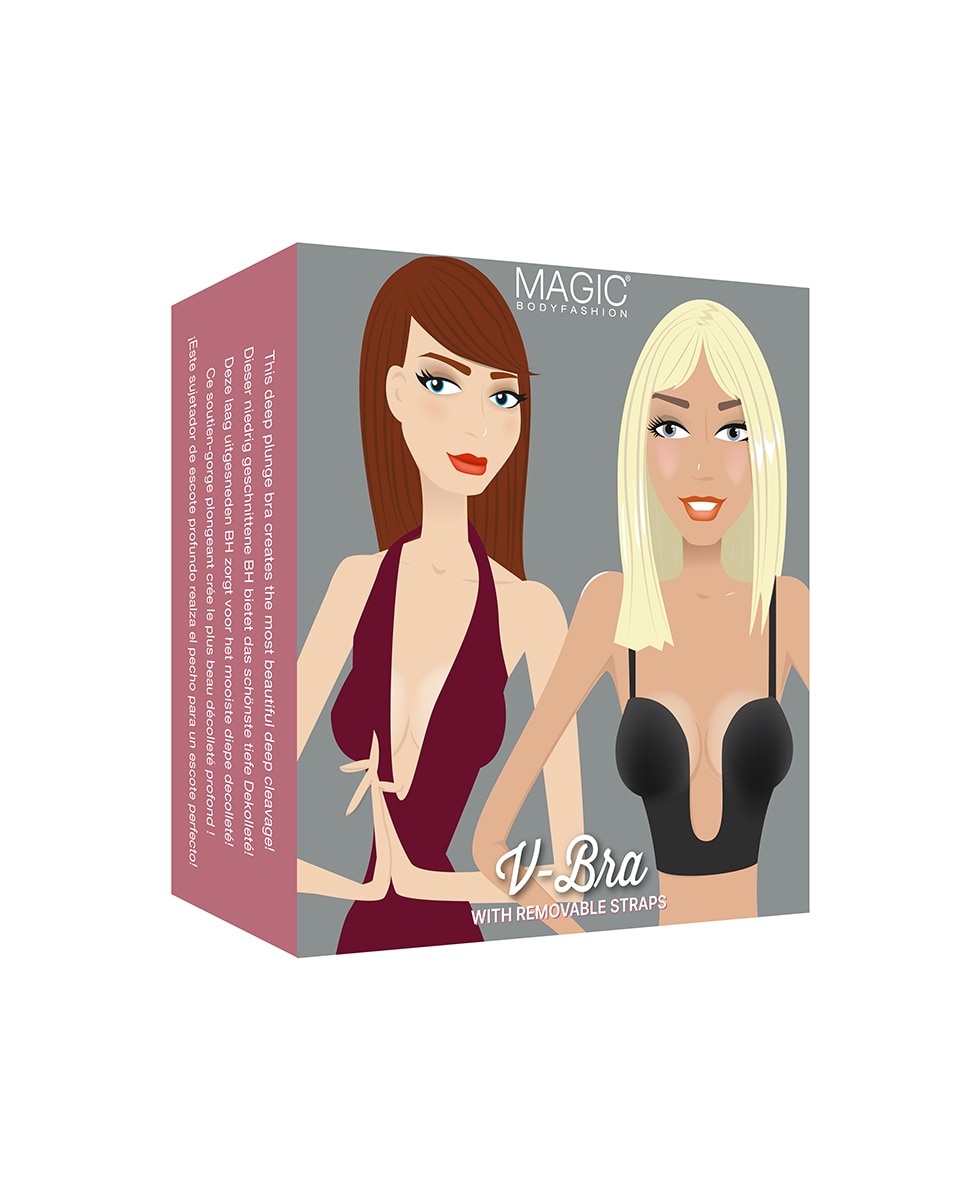 Soutien V-Bra Collection MAGIC Bodyfashion tipo top sem aro com decote largo Preto-3