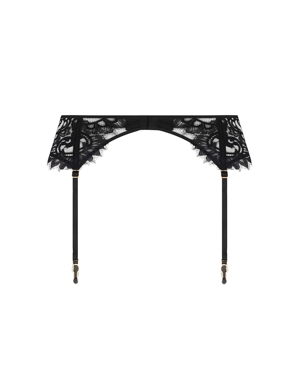 Cinto de Ligas com Rendas e Bordados Preto-2