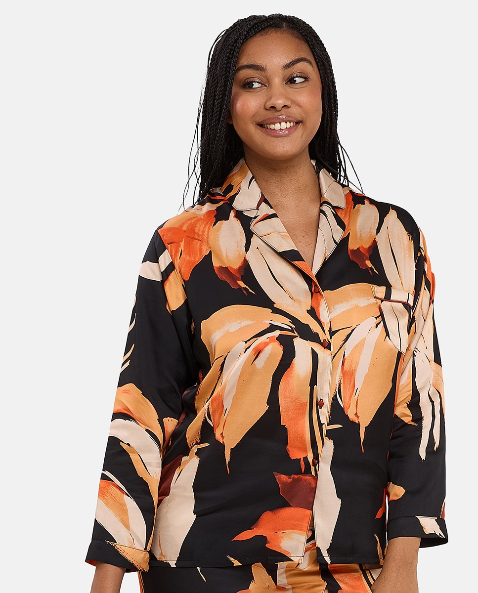 Camisa Aberta de Viscose Multicolor-1