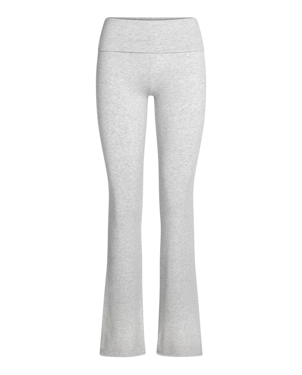 Pantalón de algodón jersey con cintura doblada de mujer - Skims - Gris claro Gris claro-4