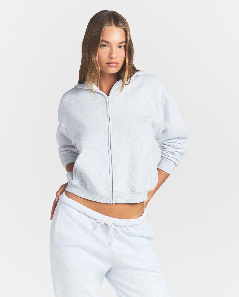 Sudadera con cremallera y capucha, cálida y versátil. - Skims - Gris claro Gris claro-1